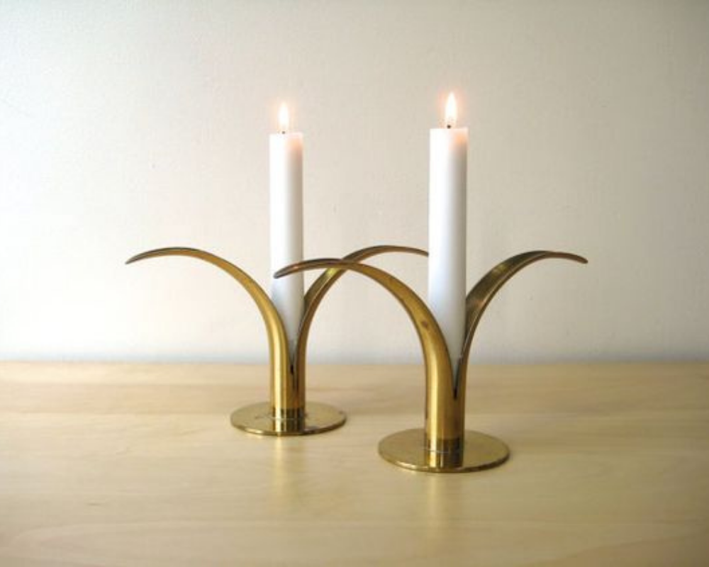 VTG Swedish LILY Brass Candle Holder | Single