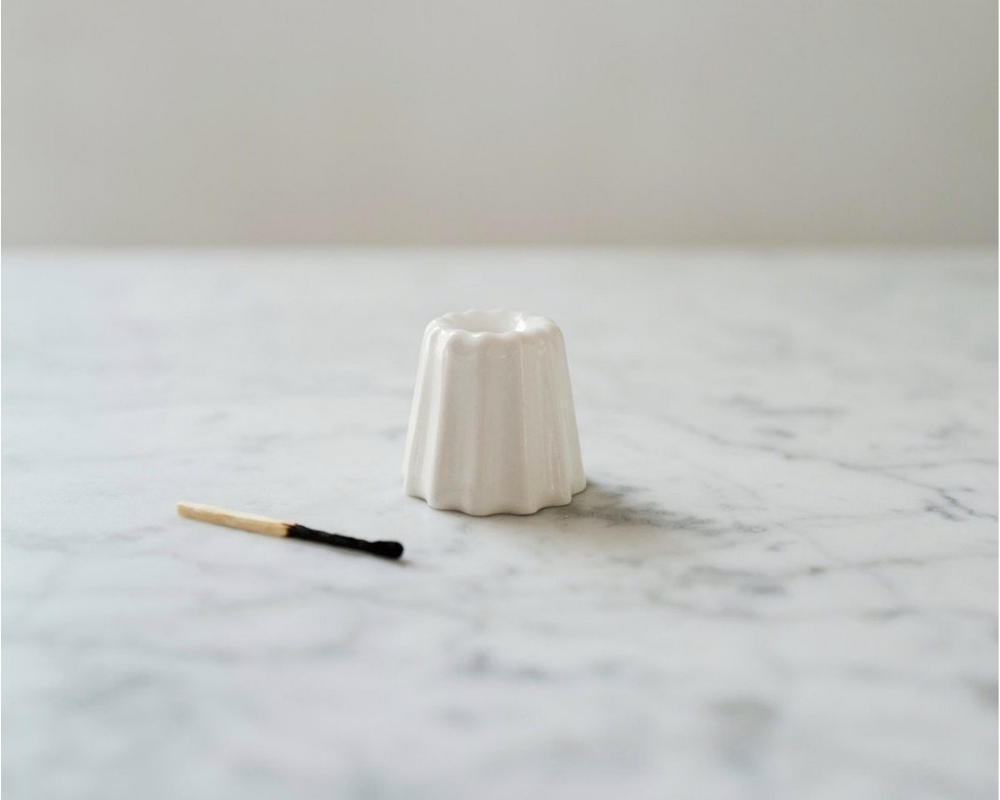 Canele Candle Holder | Shiny White Porcelain